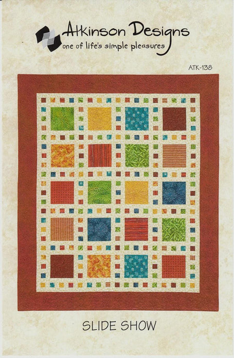 Atkinson Designs Slide Show Printed Quilt Pattern Fat Quarter Friendly 5 Sizes 66 x 78