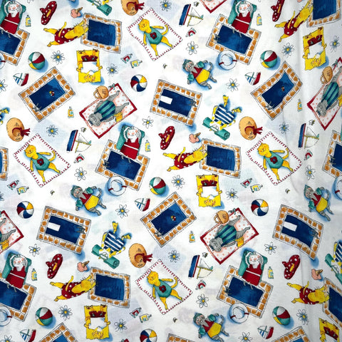 OOP BTY Alexander Henry Cabana Cats 1996 Beachy Cat Cotton Fabric Yard
