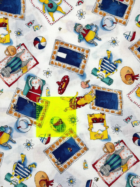 OOP BTY Alexander Henry Cabana Cats 1996 Beachy Cat Cotton Fabric Yard