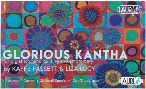 Aurifil GLORIOUS KANTHA Collection by Kaffe Fassett Liza Lucy Brights 12 weight wt Mako Cotton Rainbow Big Stitch Quilting Thread Set of 20