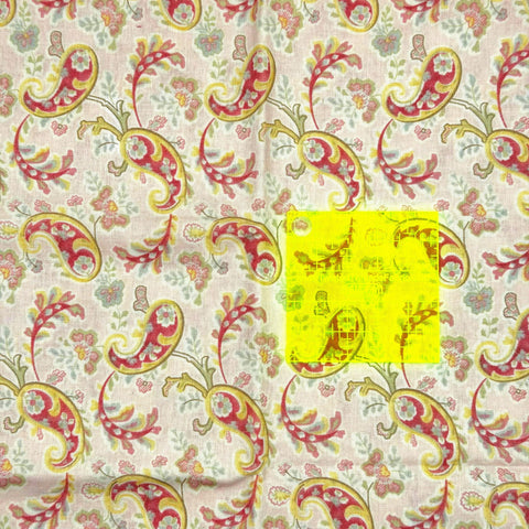OOP Moda Simplicity 3 Sisters Pink Yellow Paisley Pattern 3904 1 Yard OOP-234
