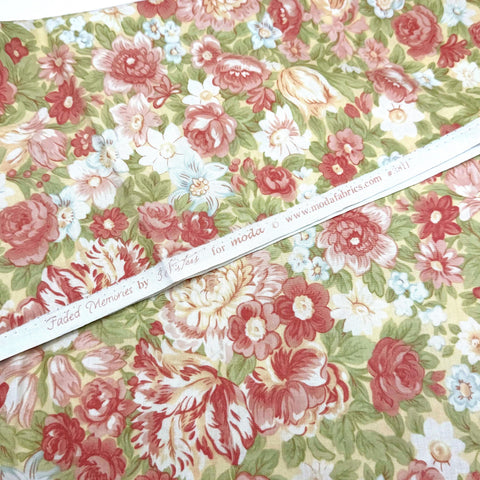 OOP Moda Faded Memories 3 Sisters Yellow Packed Floral 3811 31 Inch Remnant OOP-232