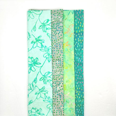 Assorted Batik 4 Half Yards Green Teal Turquoise Gray Grey Stash Builder Marbled Batik Cotton Batik Fabric 2 Total Yards A66