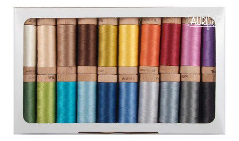 Aurifil GLORIOUS HANDWORK Collection by Liza Lucy & Kim McLean Brights 80 weight Cotton Applique Rainbow Quilting Thread Set of 20