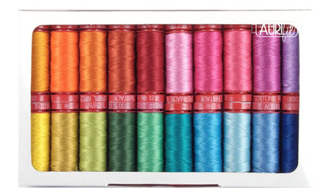 Aurifil GLORIOUS KANTHA Collection by Kaffe Fassett Liza Lucy Brights 12 weight wt Mako Cotton Rainbow Big Stitch Quilting Thread Set of 20