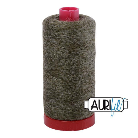 Aurifil LANA WOOL 8085 Sage Melange Green 12 Weight Wt 350 Meters 383 Yards Spool Quilt Wool Quilting Thread