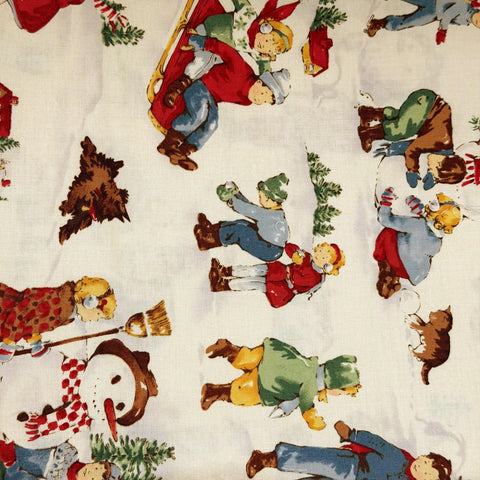 OOP Alexander Henry Fabrics Dick and Jane's December Winter Beige Tan 9.5 Inch Remnant OOP-259