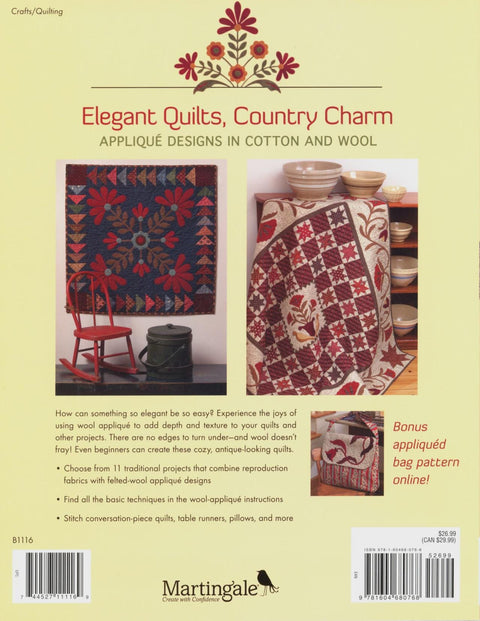 Martingale Elegant Quilts, Country Charm: Applique Designs in Cotton and Wool Pattern Book by Leonie Bateman and Deirdre Bond-Abel