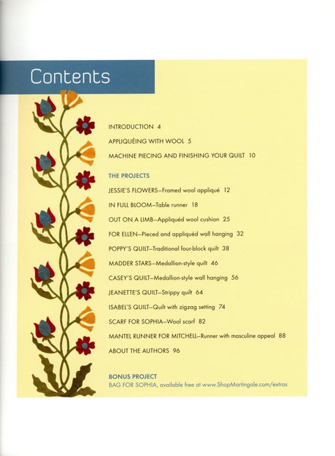Martingale Elegant Quilts, Country Charm: Applique Designs in Cotton and Wool Pattern Book by Leonie Bateman and Deirdre Bond-Abel