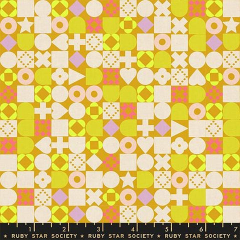 Blocked Geometric Shapes Cactus Yellow