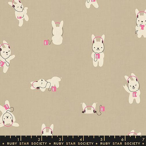 BTY Moda RSS LoFi Linens Rashida Bun E Rabbeats Khaki Cotton Linen Canvas Fabric Yard RS1129-15CL