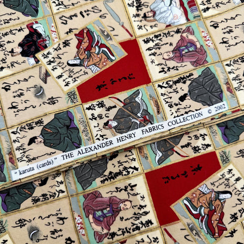 OOP Alexander Henry Japanese Karuta Cards 2002 Cotton Fabric 17 Inch Remnant OOP-246