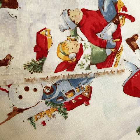 OOP Alexander Henry Fabrics Dick and Jane's December Winter Beige Tan 9.5 Inch Remnant OOP-259
