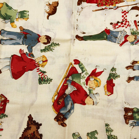 OOP Alexander Henry Fabrics Dick and Jane's December Winter Beige Tan 12 Inch Remnant OOP-260