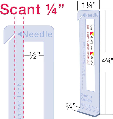 Guidelines 4 Quilting Seam Guides Setter with 1/32 Inch Thick Stick On 6-Pack GL-PTSG