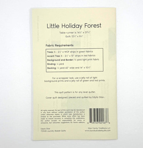 Laundry Basket Quilts LBQ Little Holiday Forest Tree Printed Mini Quilt Pattern