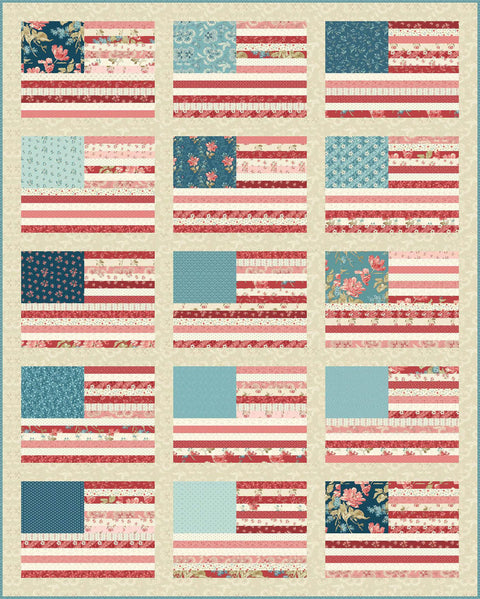 Laundry Basket Quilts LBQ Made in USA Printed Quilt Pattern 64 x 80