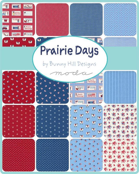 OOP Moda Bunny Hill Designs Prairie Days Patriotic Cotton Fabric 28 Fat Eighth Bundle