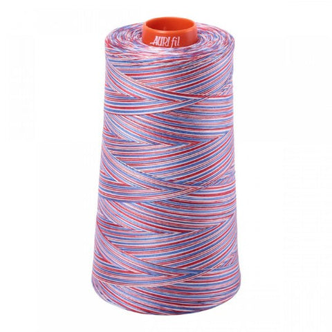 AURIFIL Variegated Cone 3852 Liberty Red White Blue Egyptian Mako Cotton 50 Weight Wt 5900 Meters 6452 Yards Quilt Cotton Quilting Thread