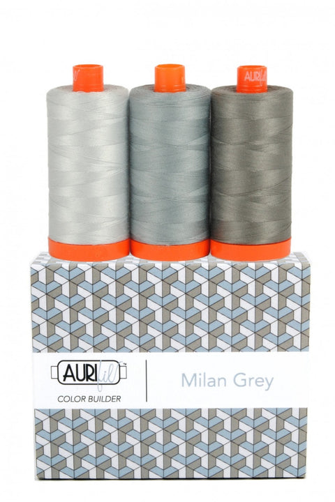 Aurifil MILAN Color Builder Mako Cotton 50 Weight Wt Large Spool Grey Gray Dove Quilting Thread Set of 3 2600 2610 5004