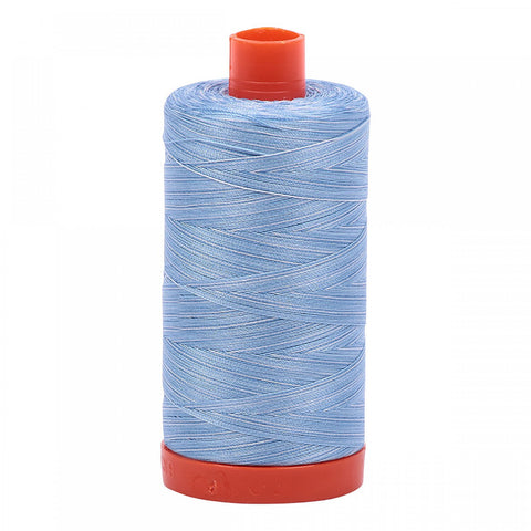 AURIFIL Variegated 3770 Stone Washed Denim MAKO 50 Weight Wt 1300m 1422y Light Blue White Spool Quilt Cotton Quilting Thread