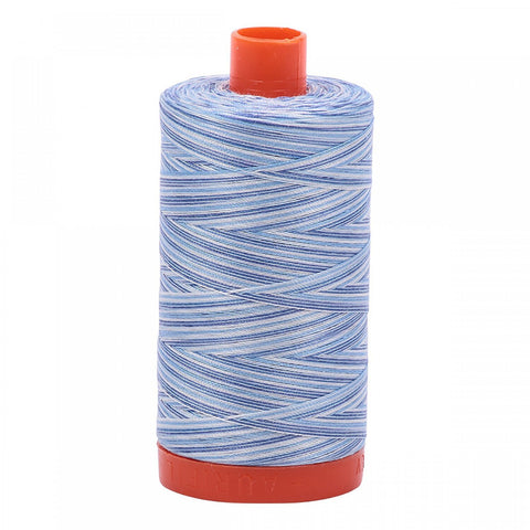 AURIFIL Variegated 4655 Storm at Sea MAKO 50 Weight Wt 1300m 1422y Dark Blue White Spool Quilt Cotton Quilting Thread