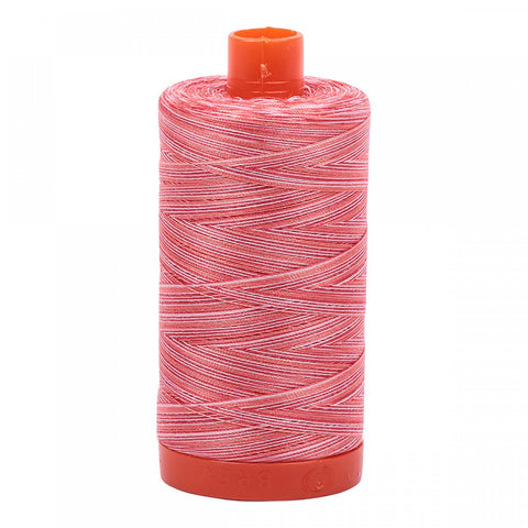 AURIFIL Variegated 4668 Strawberry Parfait MAKO 50 Weight Wt 1300m 1422y Red Pink White Spool Quilt Cotton Quilting Thread