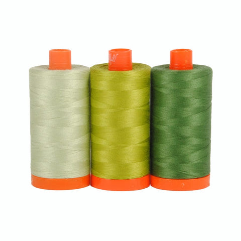 Aurifil DOLOMITE Color Builder Mako Cotton 50 Weight Wt Large Spool Green Grass Quilting Thread Set of 3 2908 1147 2890