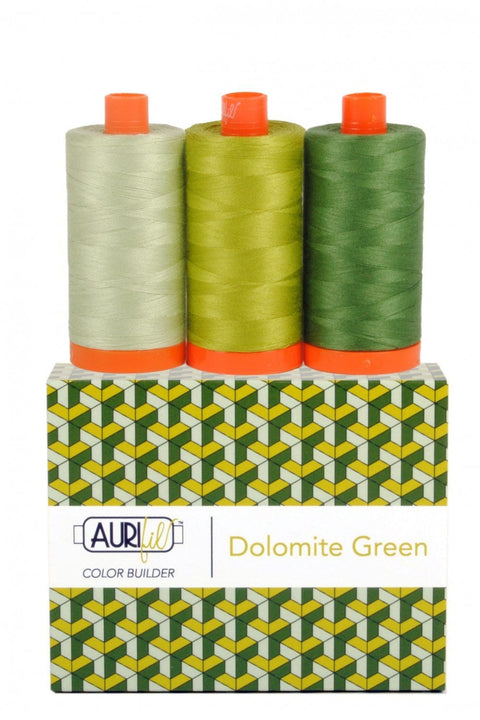 Aurifil DOLOMITE Color Builder Mako Cotton 50 Weight Wt Large Spool Green Grass Quilting Thread Set of 3 2908 1147 2890