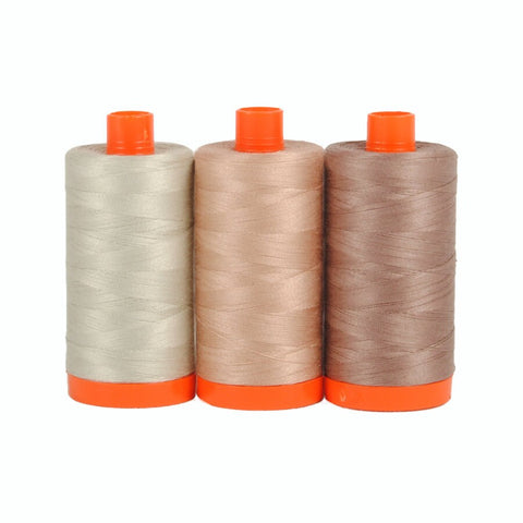 Aurifil VERONA Color Builder Mako Cotton 50 Weight Wt Large Spool Mauve Dusty Pink Beige Quilting Thread Set of 3 6724 2375 6731