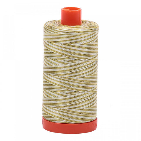 AURIFIL Variegated 4653 Spring Prairie MAKO 50 Weight Wt 1300m 1422y Olive Green White Spool Quilt Cotton Quilting Thread