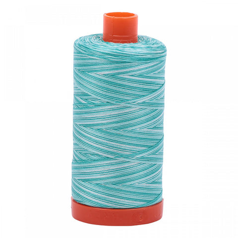 AURIFIL Variegated 4654 Turquoise Foam MAKO 50 Weight Wt 1300m 1422y Aqua Teal White Spool Quilt Cotton Quilting Thread