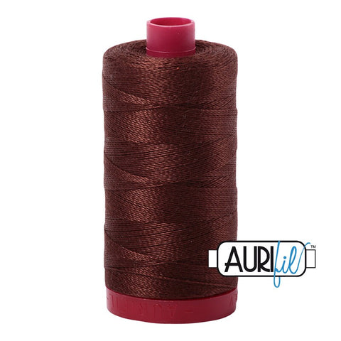 AURIFIL 2360 Chocolate Brown MAKO 12 Weight Wt 350M 356Yd Spool Quilt Cotton Quilting Thread