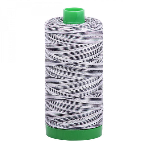 AURIFIL Variegated 4652 Licorice Twist MAKO 40 Weight Wt 1000m 1094y Black White Spool Quilt Cotton Quilting Thread