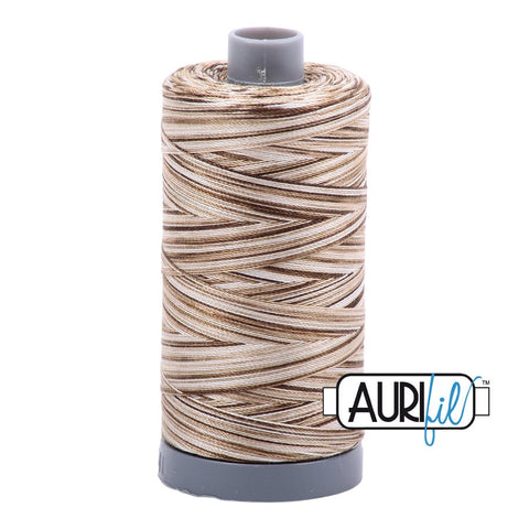 AURIFIL 4667 Nutty Nougat Brown Cream Variegated MAKO 28 Weight Wt 750m 820y Spool Quilt Cotton Quilting Thread
