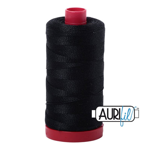 AURIFIL 2692 Black MAKO 12 Weight Wt 350 Meters 356 Yards Spool Quilt Cotton Quilting Thread