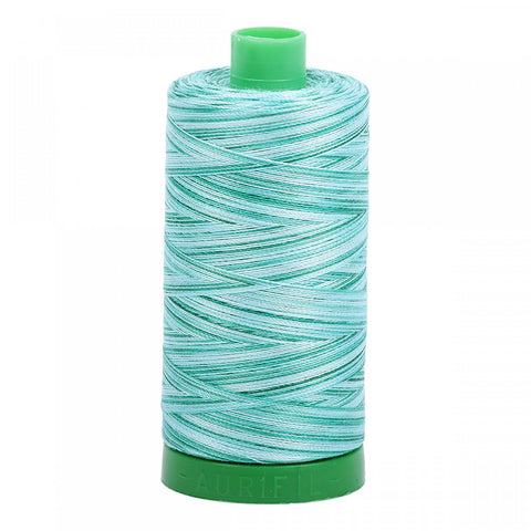AURIFIL Variegated 4662 Creme De Menthe Green MAKO 40 Weight Wt 1000m 1094y Green Teal White Spool Quilt Cotton Quilting Thread