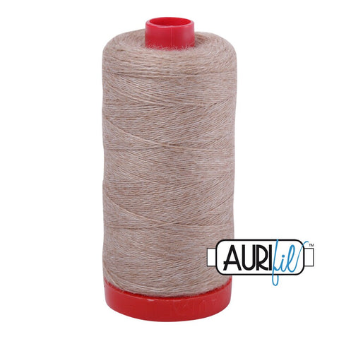 Aurifil LANA WOOL 8079 Linen Heather Taupe 12 Weight Wt 350 Meters 383 Yards Spool Quilt Wool Quilting Thread