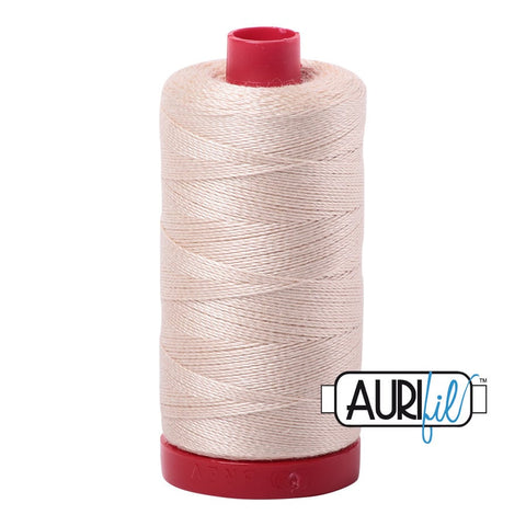 AURIFIL 2000 Light Sand MAKO 12 Weight Wt 350 Meters 356 Yards Spool Quilt Cotton Quilting Thread