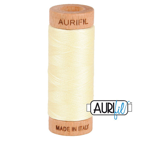 AURIFIL 2110 Light Lemon Yellow MAKO 80 Weight Wt 274 meters 300 yards Spool Quilt Hand Applique Cotton Quilting Thread