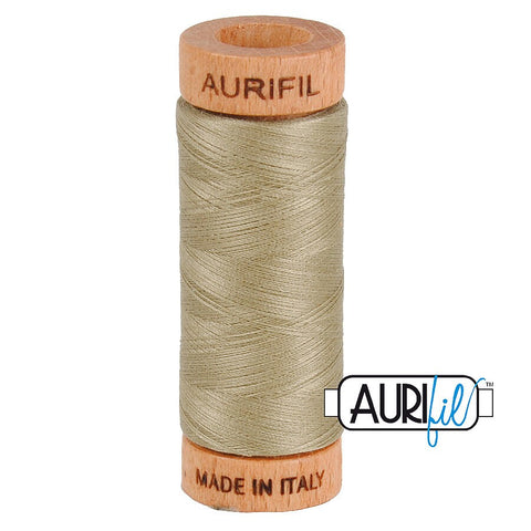 AURIFIL 2900 Light Khaki Green Tan MAKO 80 Weight Wt 274 meters 300 yards Spool Quilt Hand Applique Cotton Quilting Thread
