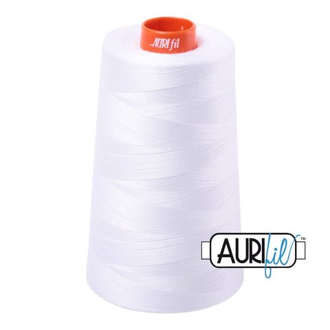 AURIFIL Cone 2024 Bright White Egyptian Mako Cotton 50 Weight Wt 5900 Meters 6452 Yards Quilt Cotton Quilting Thread