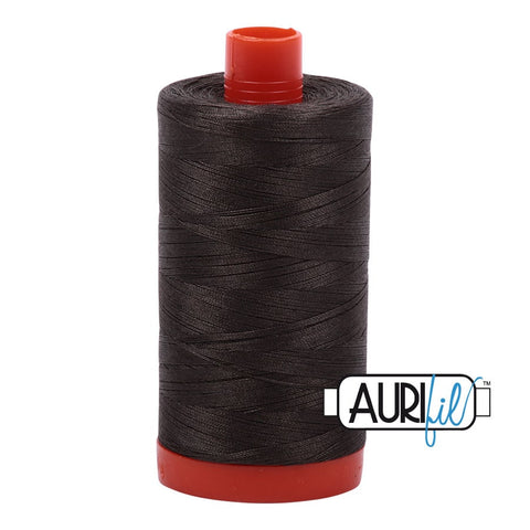 AURIFIL 5013 Asphalt MAKO 50 Weight Wt 1300m 1422y Spool Dark Black Brown Grey Gray Smoke Quilt Cotton Quilting Thread