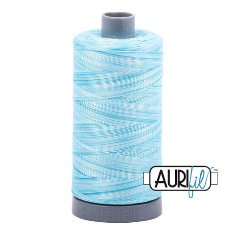 AURIFIL 4663 Baby Blue Eyes Variegated MAKO 28 Weight Wt 750m 820y Aqua Baby Blue White Spool Quilt Cotton Quilting Thread
