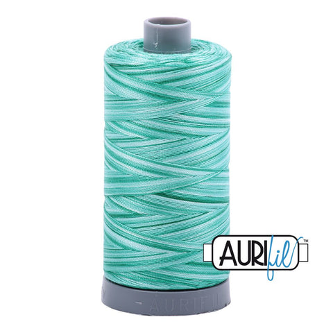 AURIFIL 4662 Creme de Menthe Variegated MAKO 28 Weight Wt 750m 820y Green Teal White Spool Quilt Cotton Quilting Thread