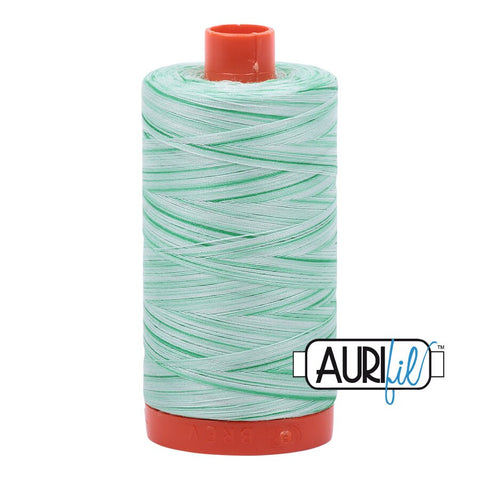 AURIFIL Variegated 4661 Mint Julep MAKO 50 Weight Wt 1300m 1422y Green White Spool Quilt Cotton Quilting Thread