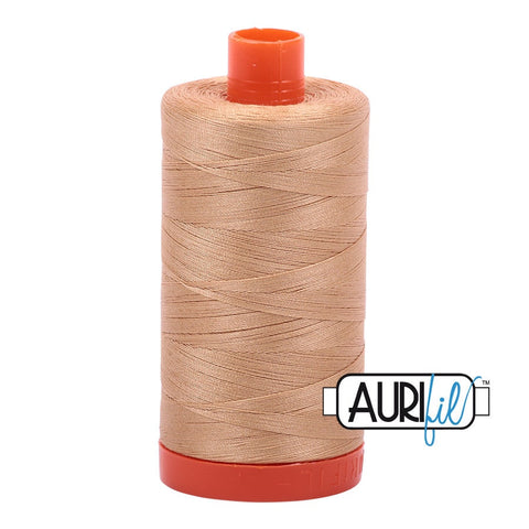 AURIFIL 2318 Cashmere Beige Light Tan Gold MAKO 50 Weight Wt 1300m 1422y Spool Quilt Cotton Quilting Thread