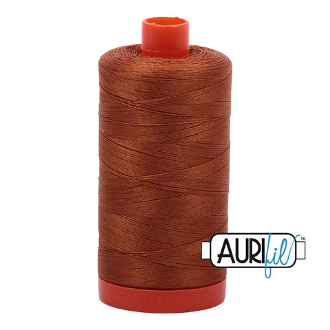 AURIFIL 2155 Cinnamon Ginger Copper Orange Brown Rust MAKO 50 Weight Wt 1300m 1422y Spool Quilt Cotton Quilting Thread
