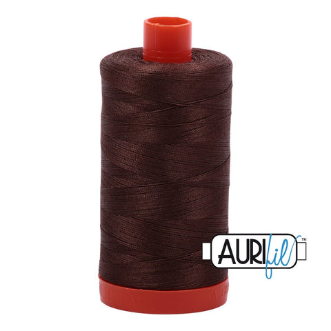 AURIFIL 1285 Medium Bark Chocolate Brown MAKO 50 Weight Wt 1300m 1422y Spool Quilt Cotton Quilting Thread