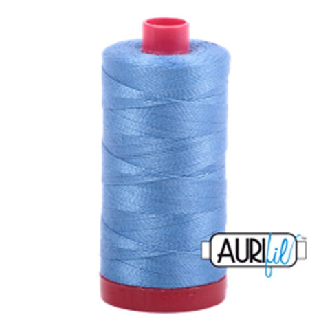 AURIFIL 2725 Light Wedgewood Blue MAKO 12 Weight Wt 350M 356Yd Spool Quilt Cotton Quilting Thread